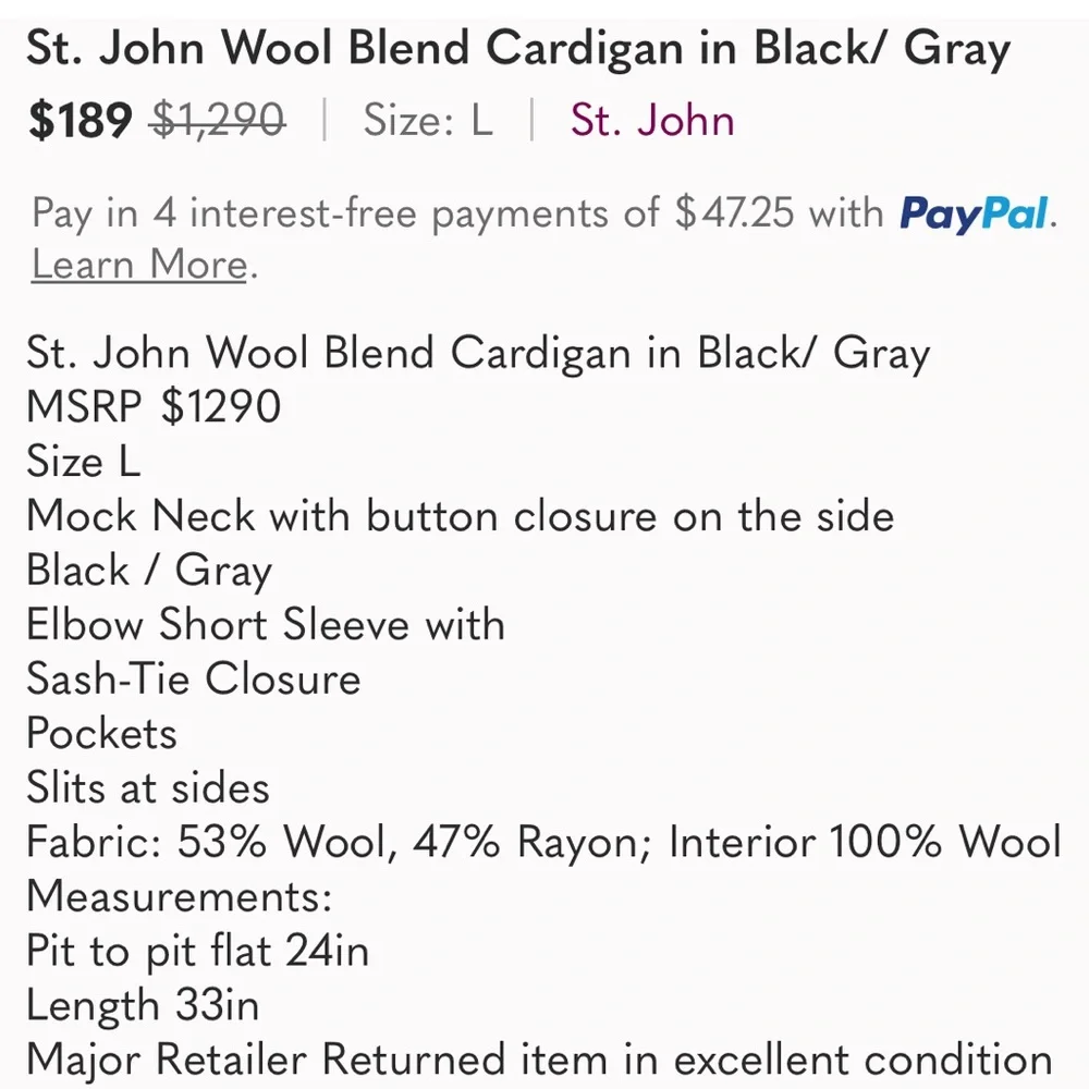 St. John wool blend cardigan - Picture 10 of 10